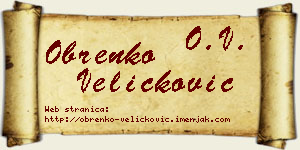 Obrenko Veličković vizit kartica